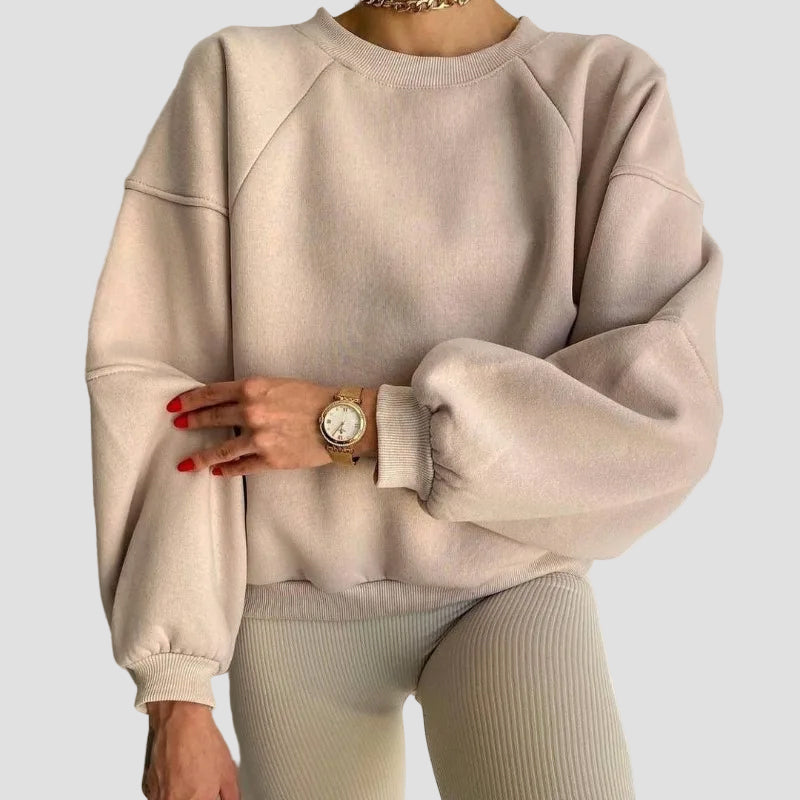 Women’s Loose Fit Round Neck Balloon Sleeve Jumper