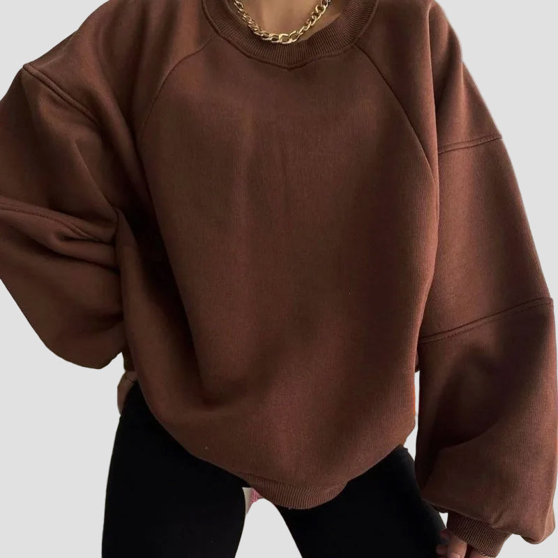 Women’s Loose Fit Round Neck Balloon Sleeve Jumper