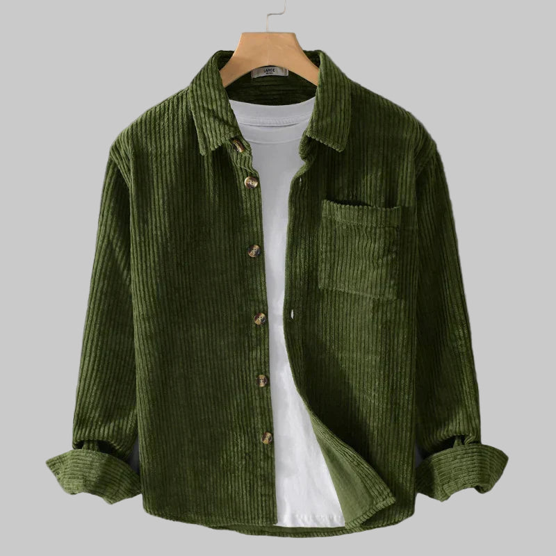 Men’s Long-Sleeve Cord Jacket with Classic Design
