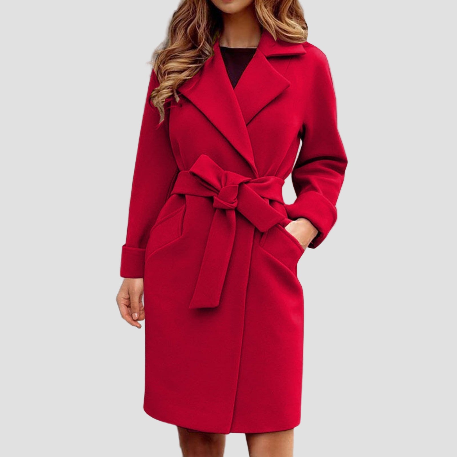 Women’s Tailored Knee-Length Belted Trench Coat