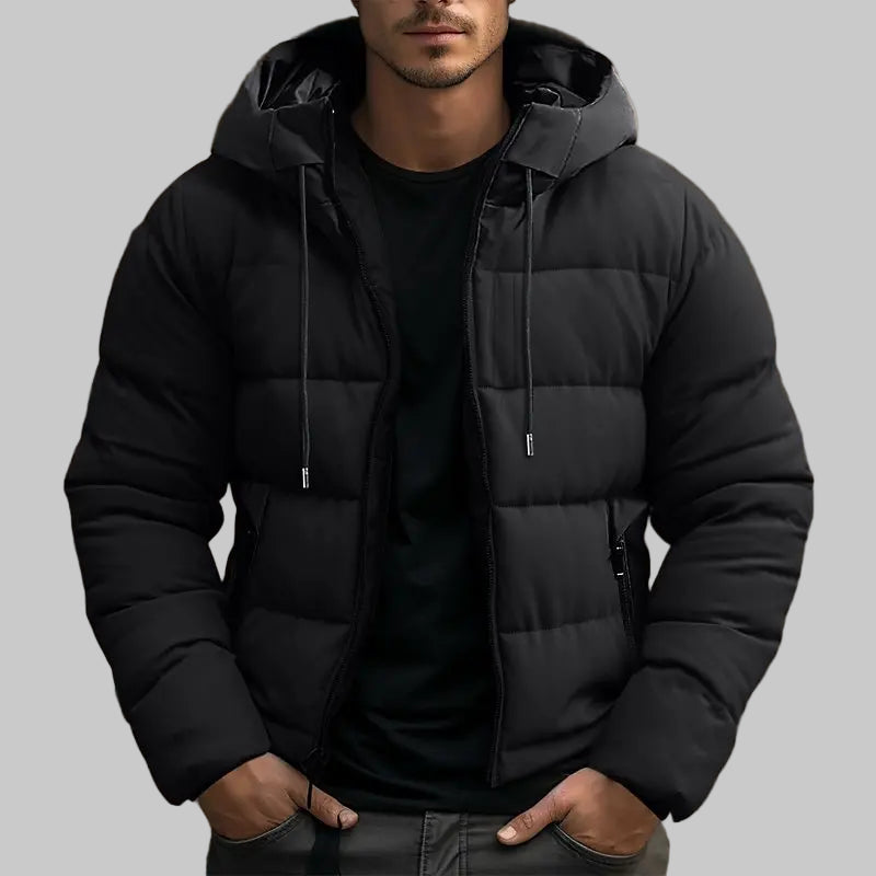 Men’s Hooded Winter Jacket with Zip Closure