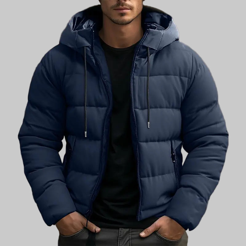 Men’s Hooded Winter Jacket with Zip Closure