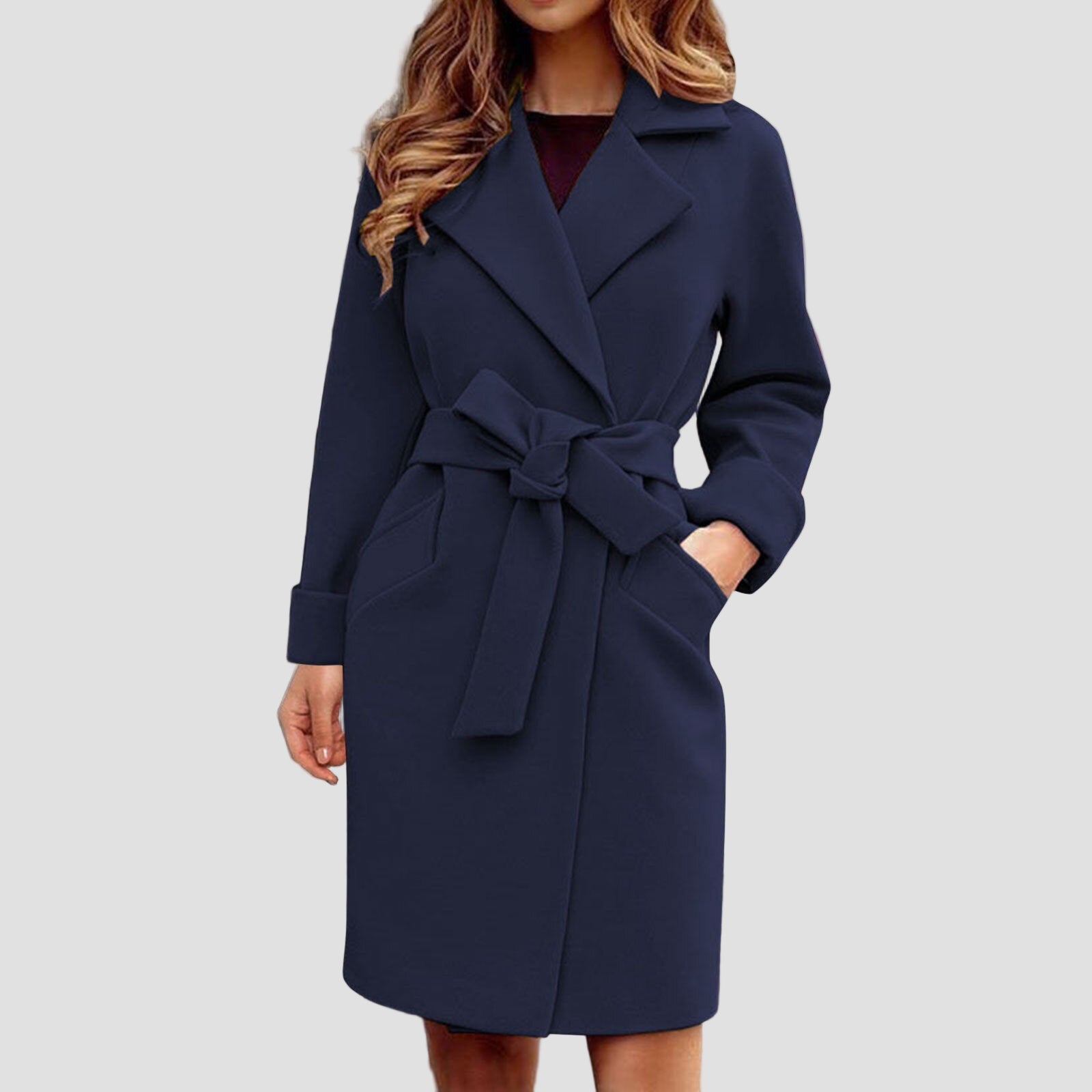 Women’s Tailored Knee-Length Belted Trench Coat