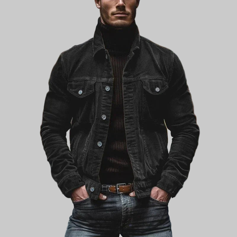 Men’s Vintage Cord Jacket with Button Closure