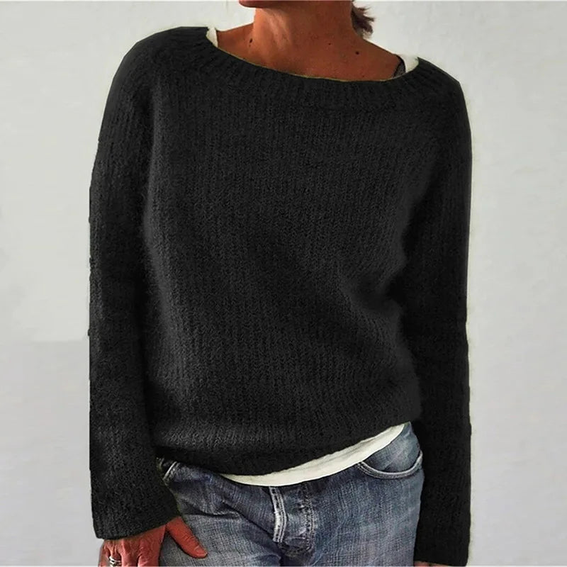 Women’s Loose Fit Boat Neck Knit Jumper