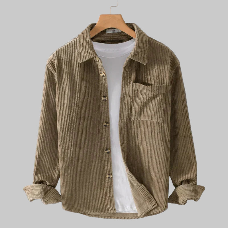 Men’s Long-Sleeve Cord Jacket with Classic Design