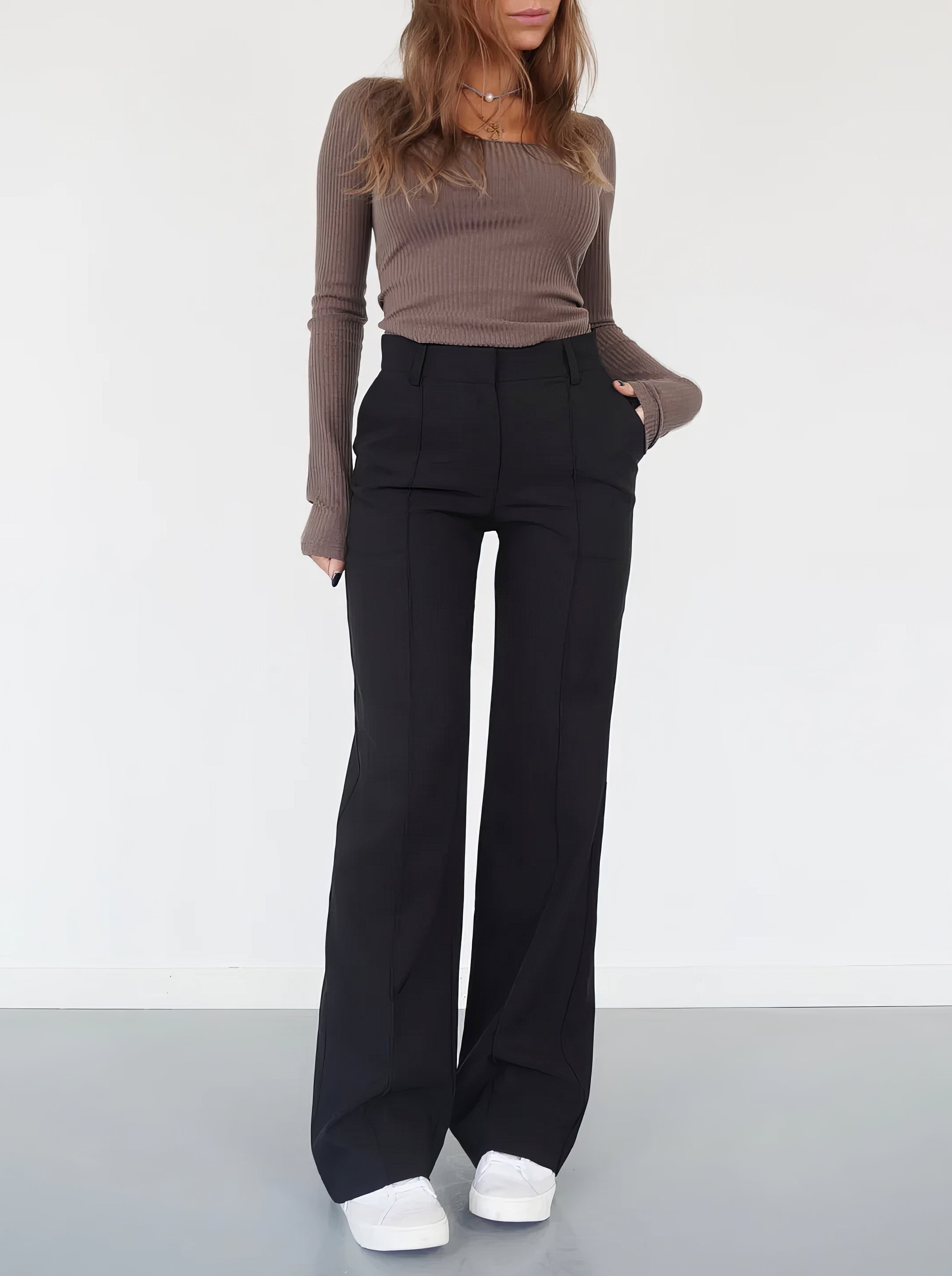 Samantha | Chic High-Waisted Black Trousers 0