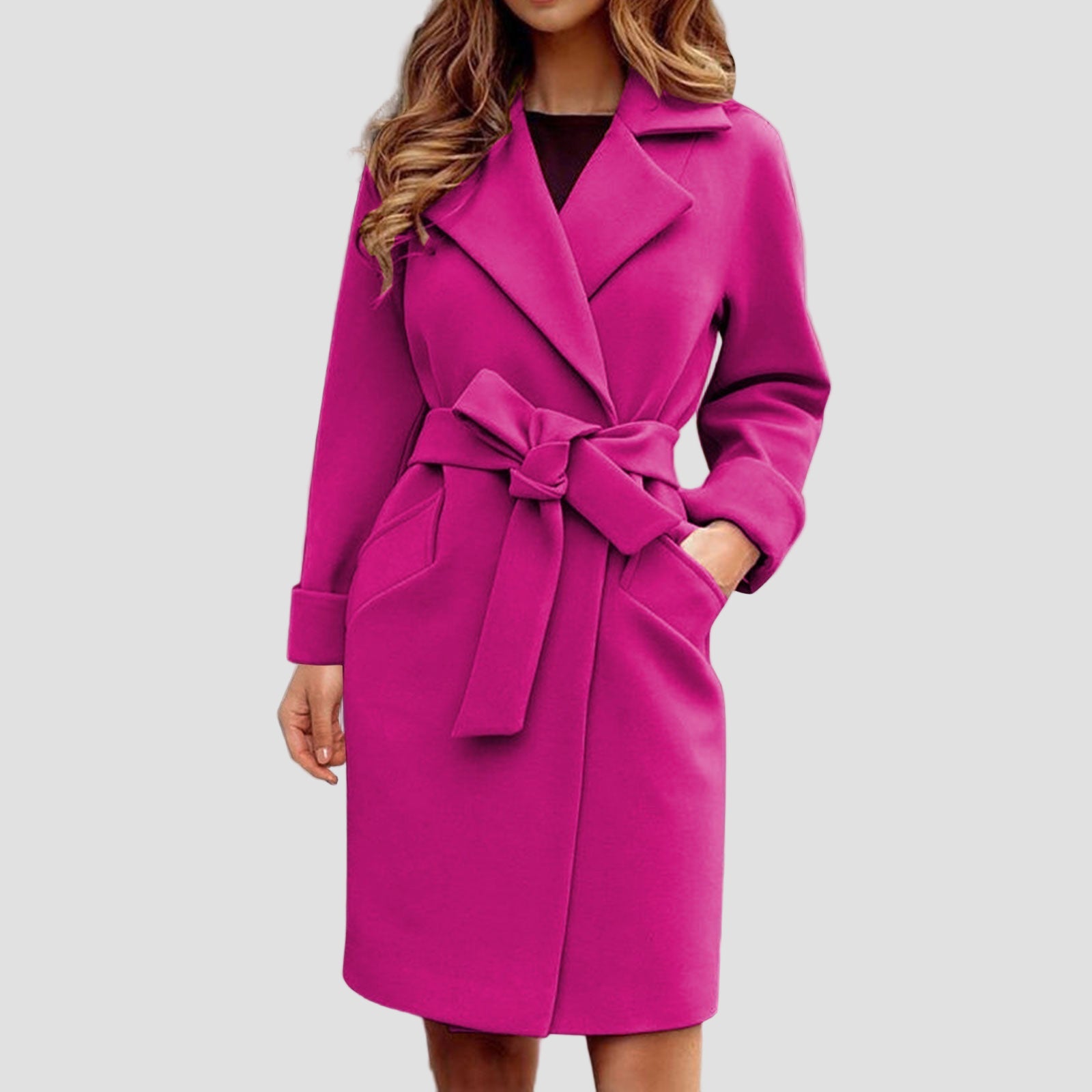 Women’s Tailored Knee-Length Belted Trench Coat