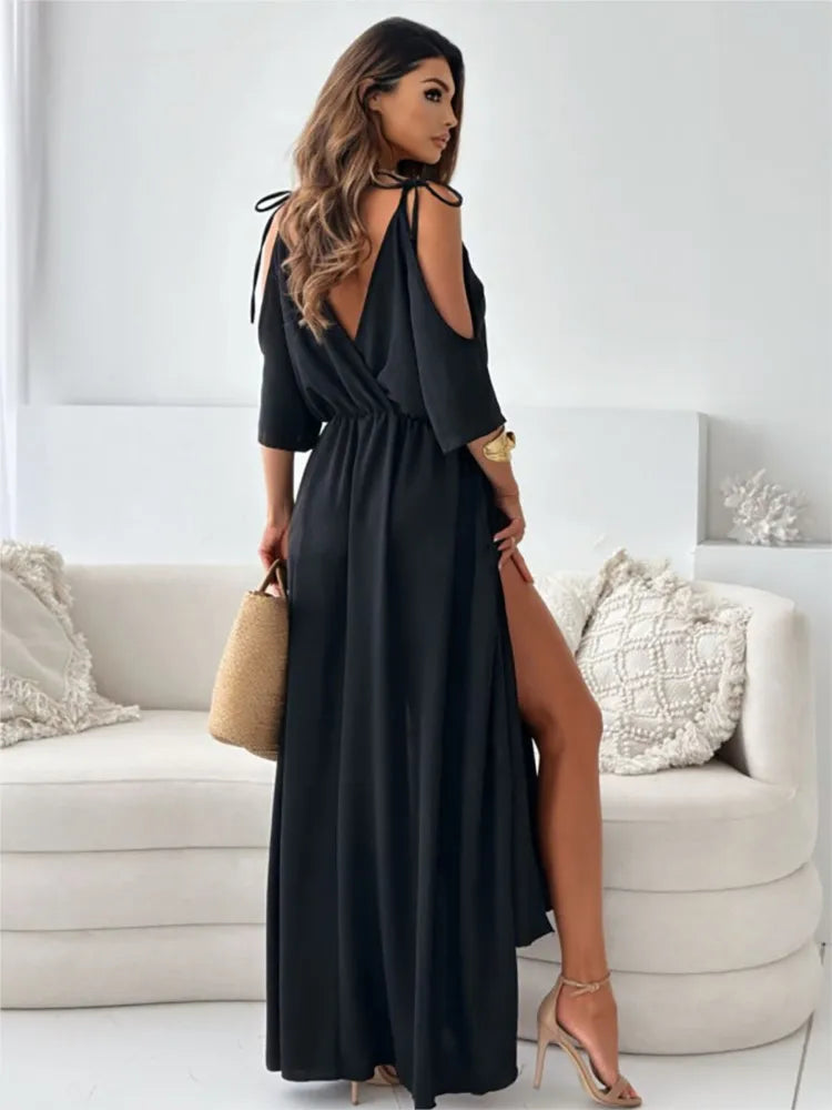 Sophia | Elegant Cold-Shoulder Maxi Dress for Wedding Guests 8