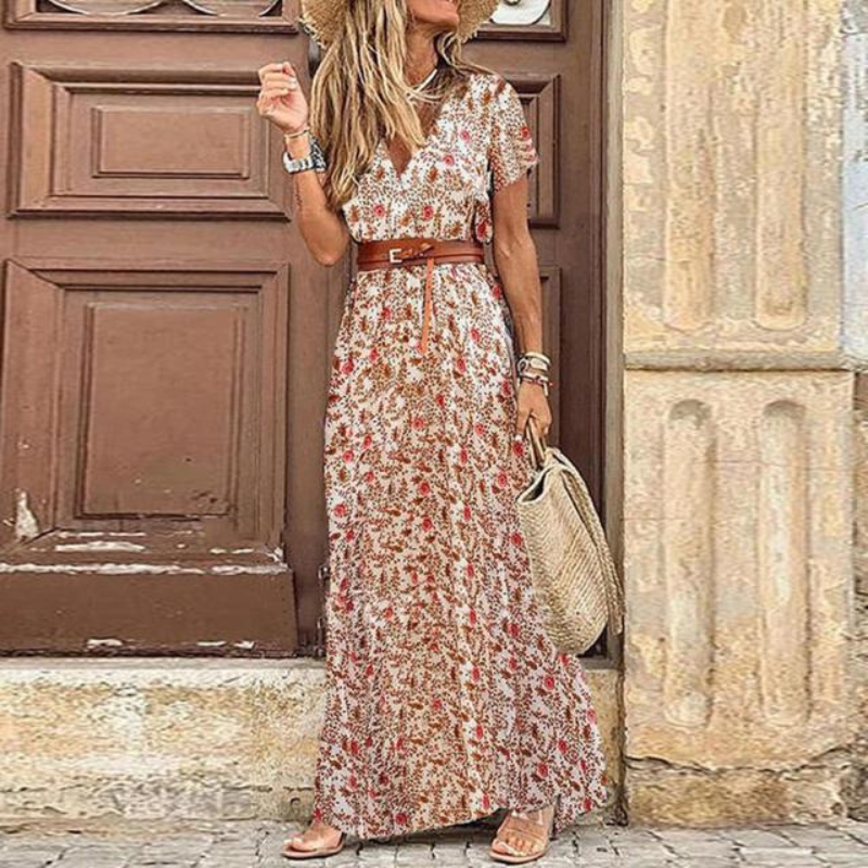Sophia | Vibrant Floral Summer Maxi Dress 0
