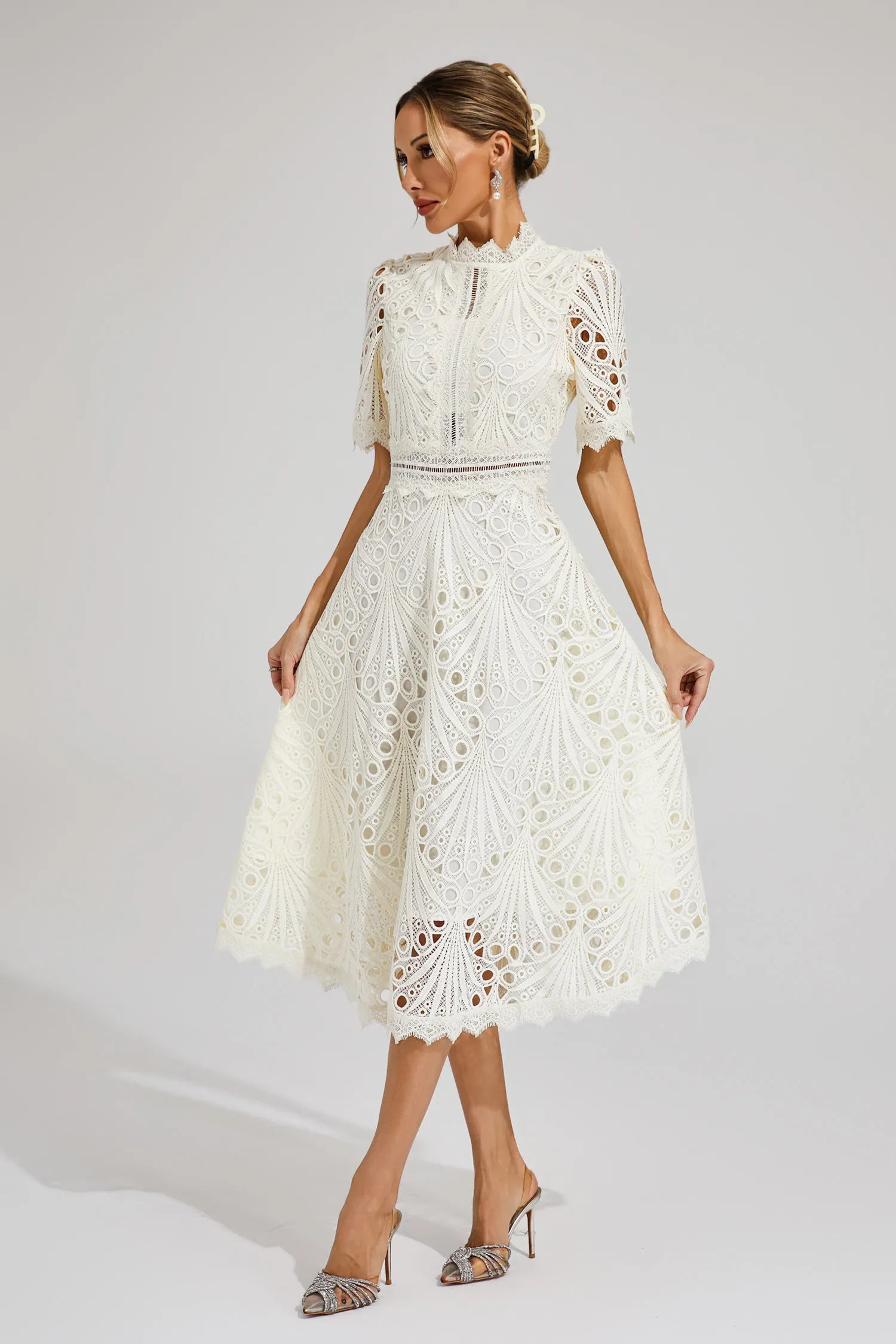 Sophie | Chic Lace Midi Wedding Guest Dress 1