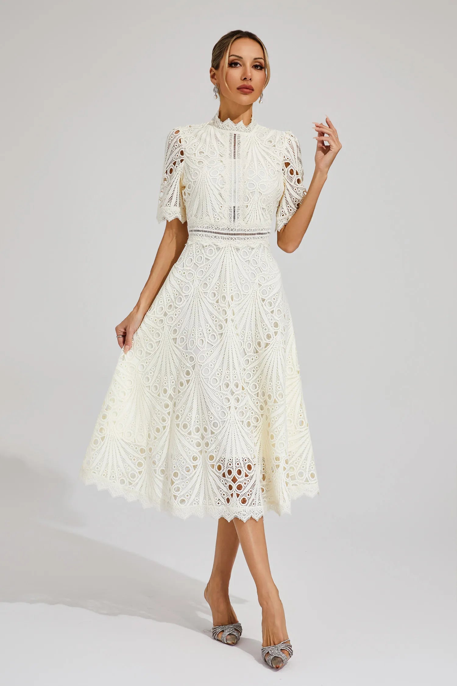 Sophie | Chic Lace Midi Wedding Guest Dress 9