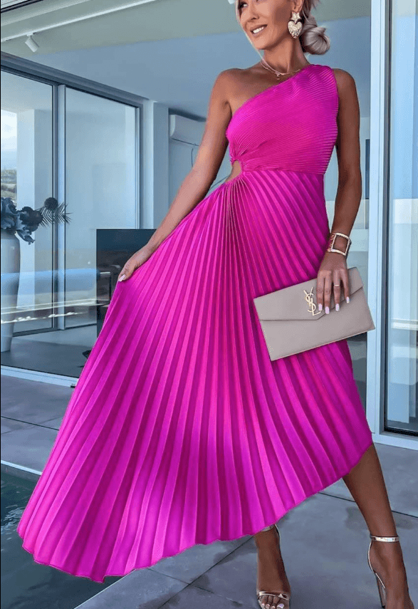 Sophie | Chic One Shoulder Pleated Maxi Dress 3