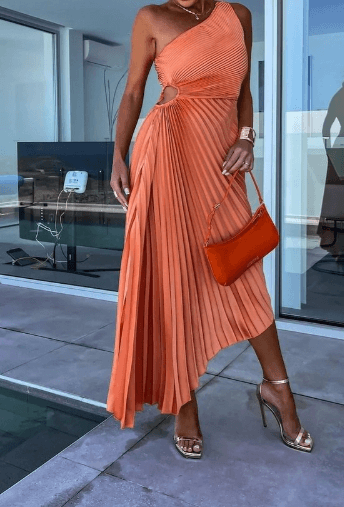 Sophie | Chic One Shoulder Pleated Maxi Dress 5
