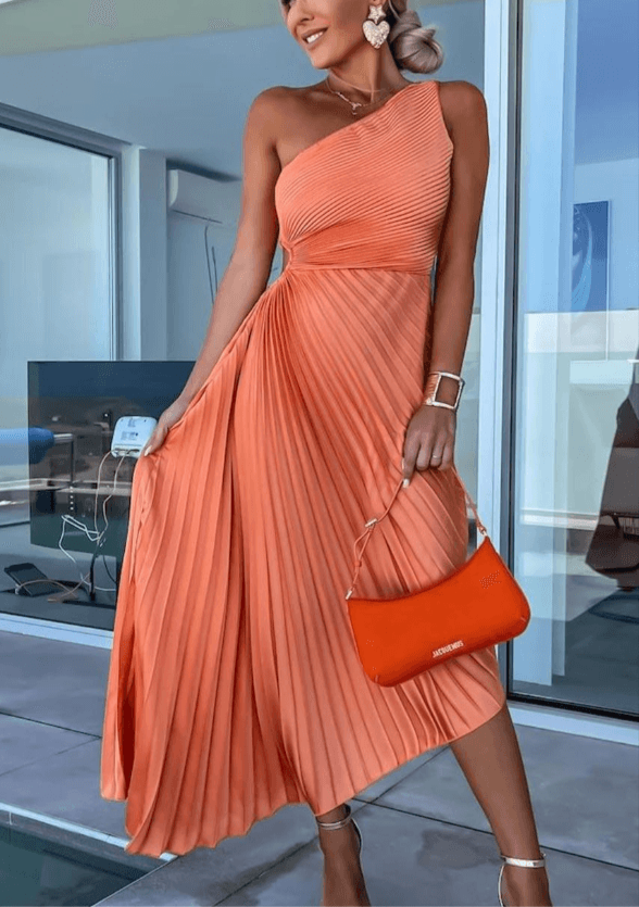 Sophie | Graceful One Shoulder Pleated Maxi Dress 1