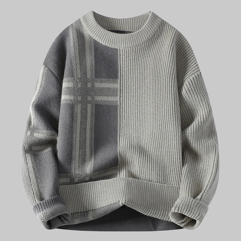 Men’s Patchwork Crew Neck Knit Jumper