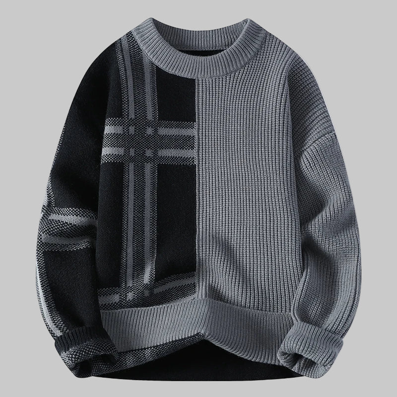 Men’s Patchwork Crew Neck Knit Jumper