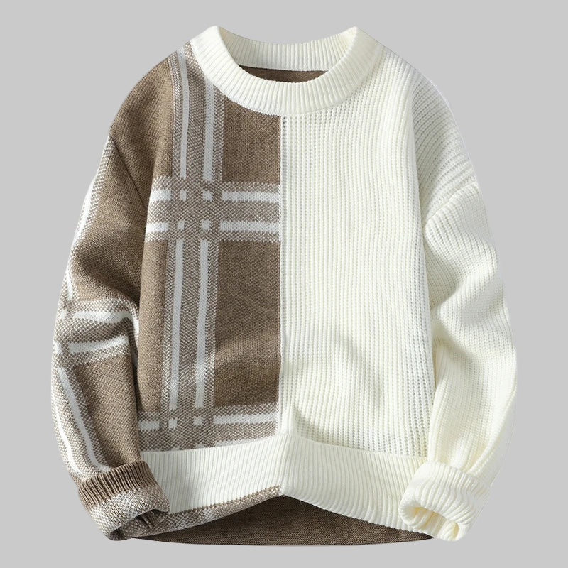 Men’s Patchwork Crew Neck Knit Jumper