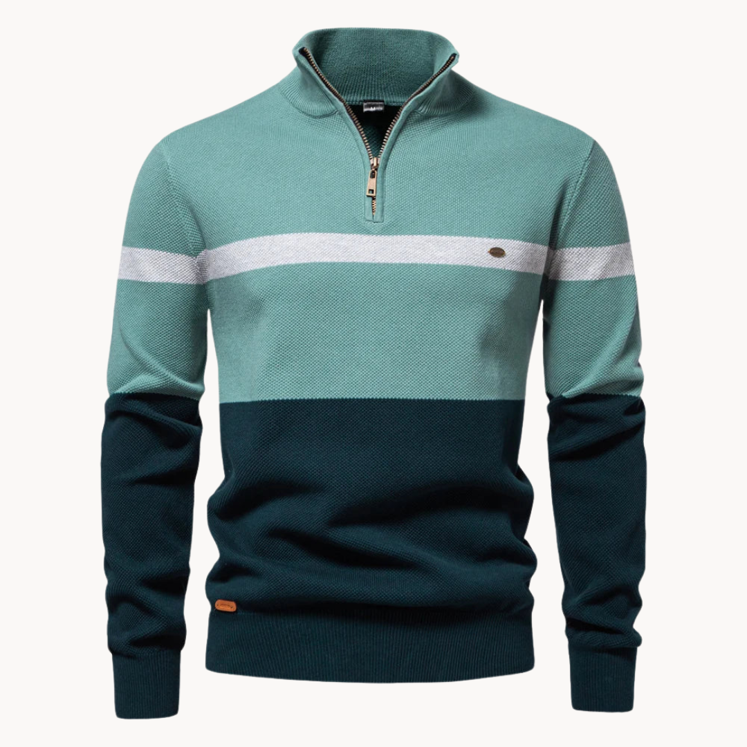 Men’s Color Block Quarter-Zip Knit Jumper