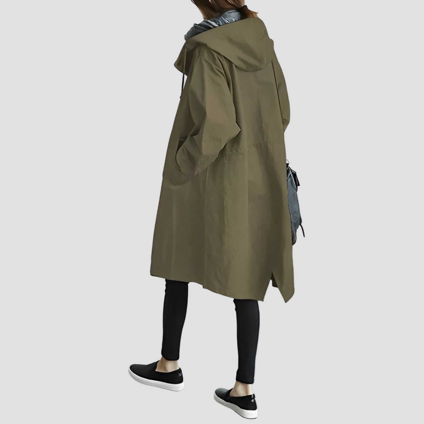 Women’s Hooded Oversized Knee-Length Trench Coat