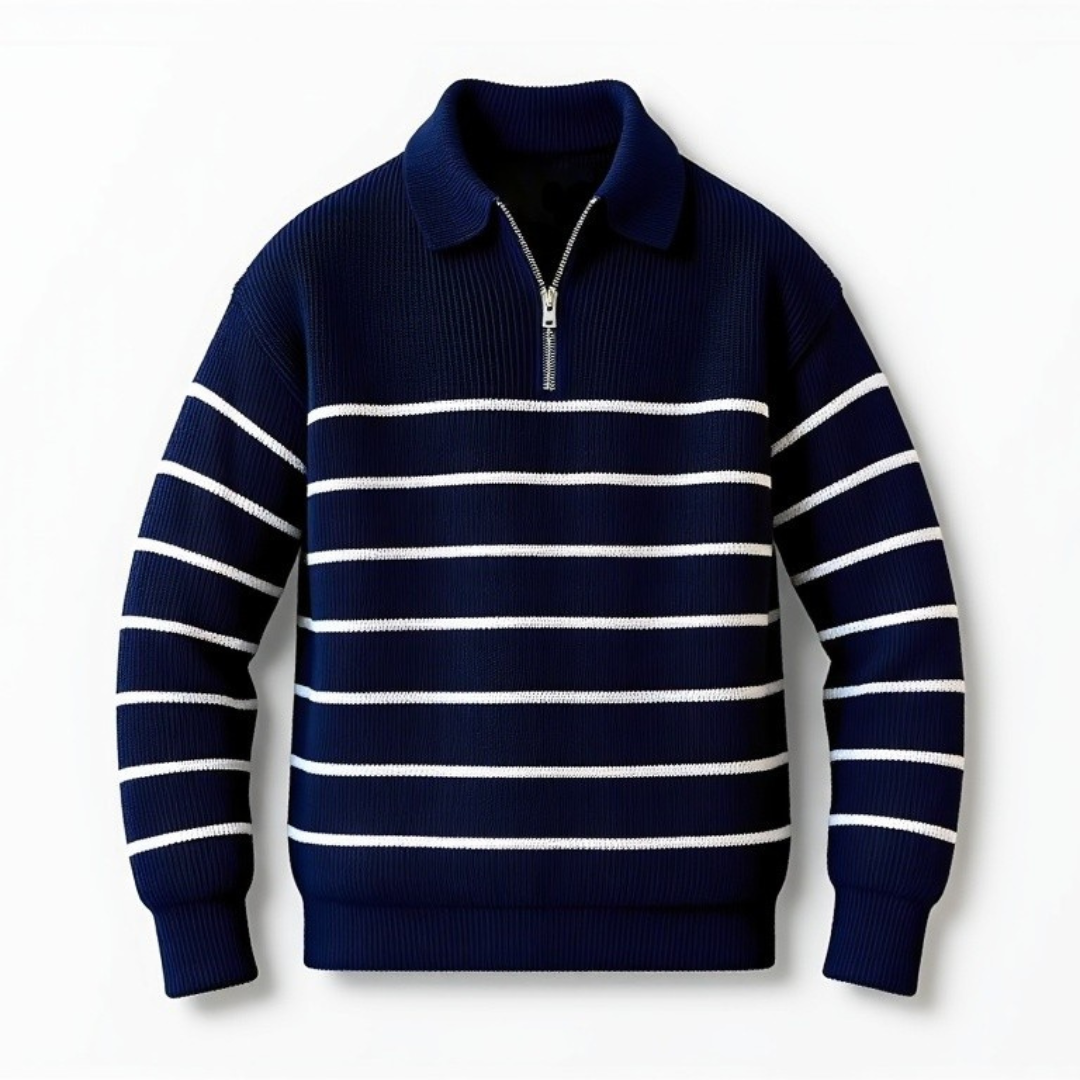 Men’s Striped Half-Zip Knit Jumper