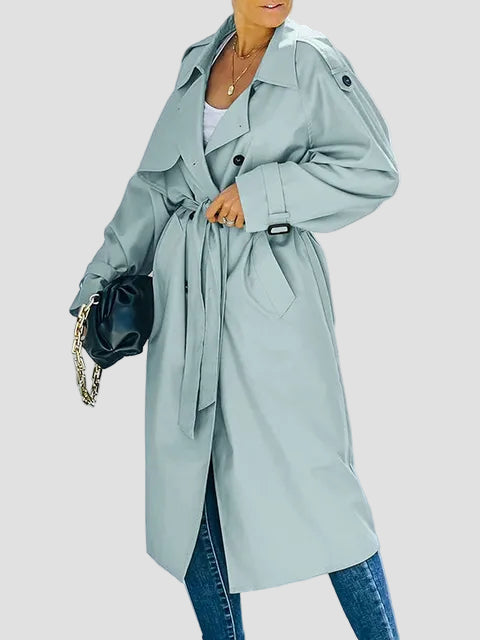 Women’s Long Double-Breasted Belted Trench Coat