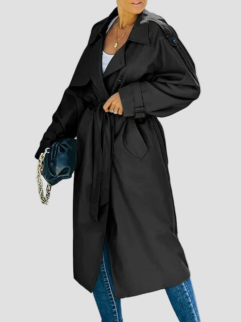 Women’s Long Double-Breasted Belted Trench Coat