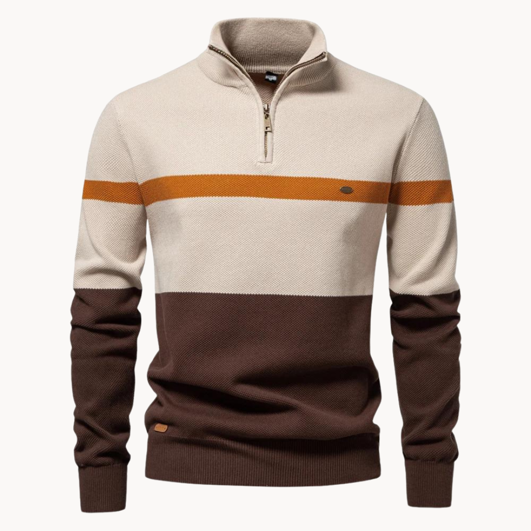 Men’s Color Block Quarter-Zip Knit Jumper