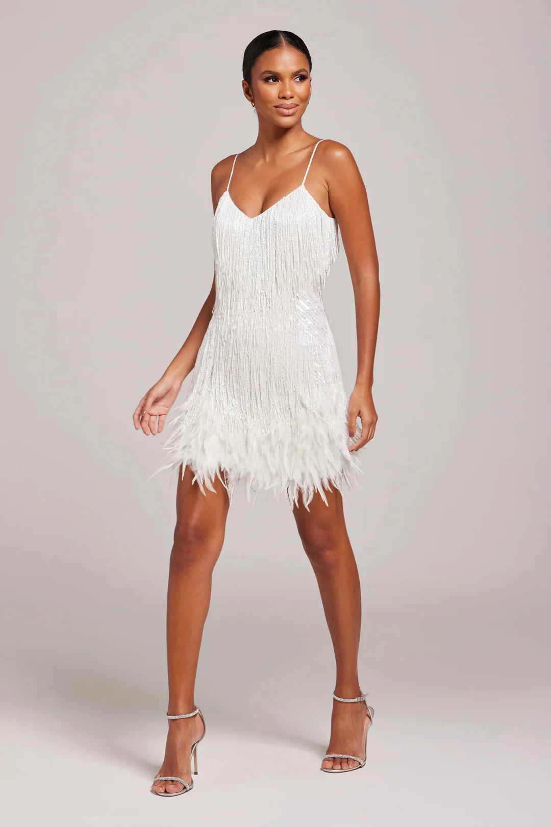 Zoe | Chic Fringe Mini Cocktail Dress in Black and White 1