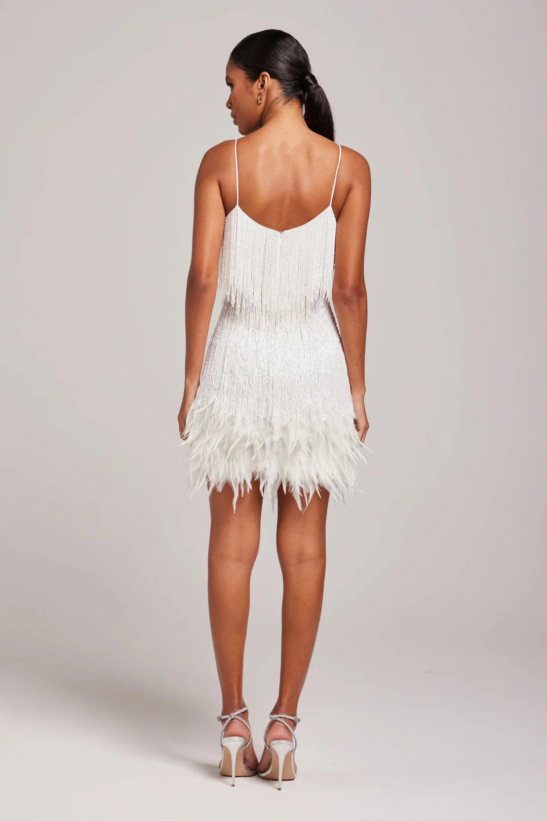 Zoe | Chic Fringe Mini Cocktail Dress in Black and White 3