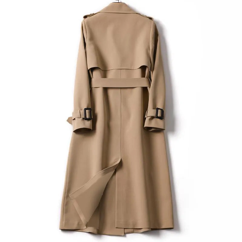 Women’s Full-Length Trench Coat with Belted Waist