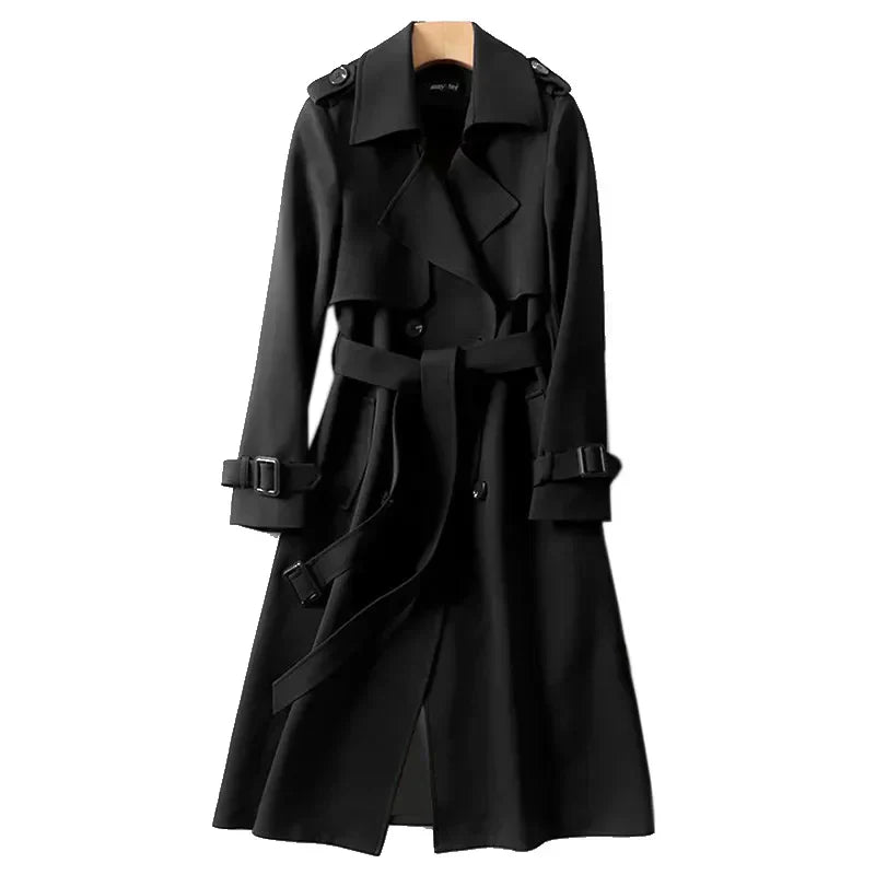 Women’s Full-Length Trench Coat with Belted Waist