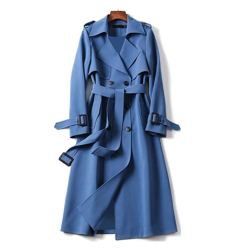 Women’s Full-Length Trench Coat with Belted Waist