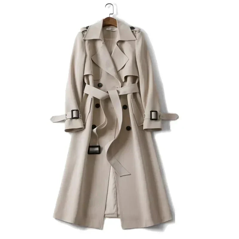 Women’s Full-Length Trench Coat with Belted Waist