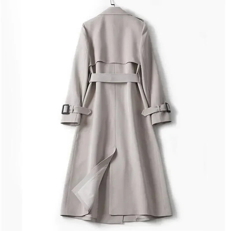 Women’s Full-Length Trench Coat with Belted Waist