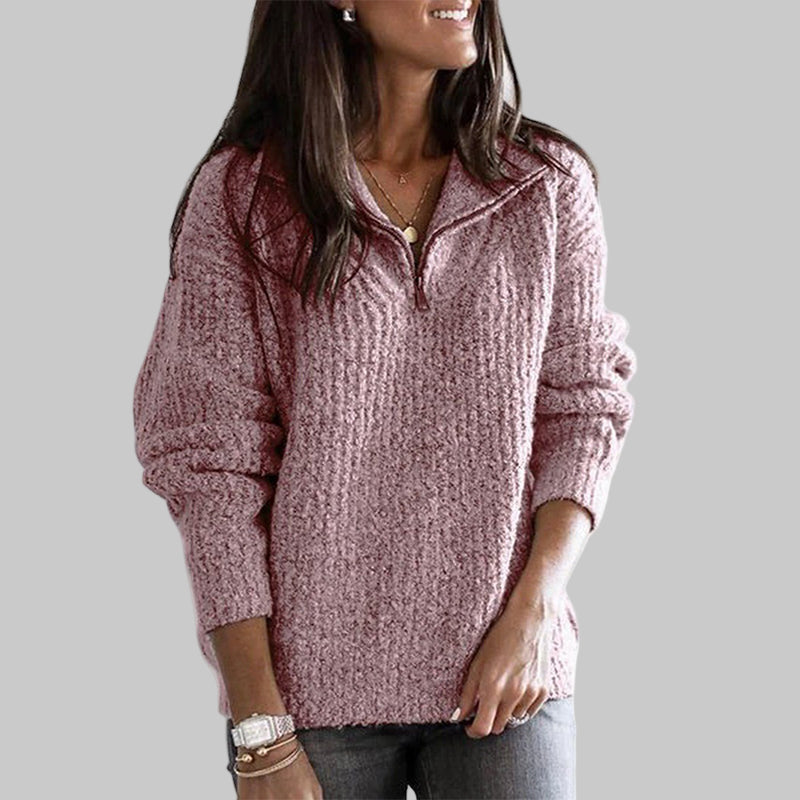 Women’s Half Zip Textured Knit Jumper