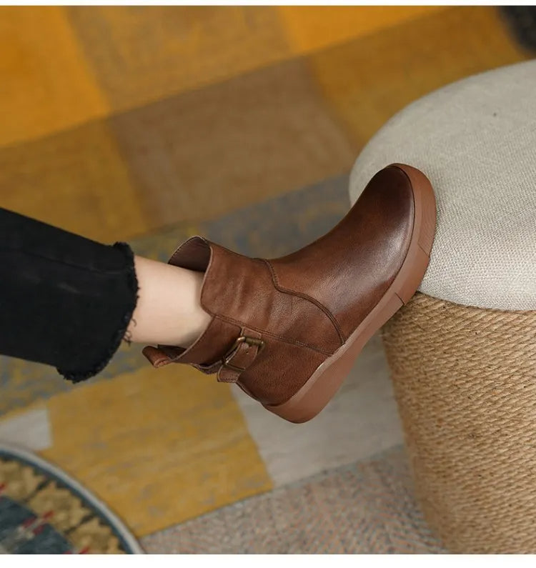 Women’s Mid-Ankle Boots with Side Buckle