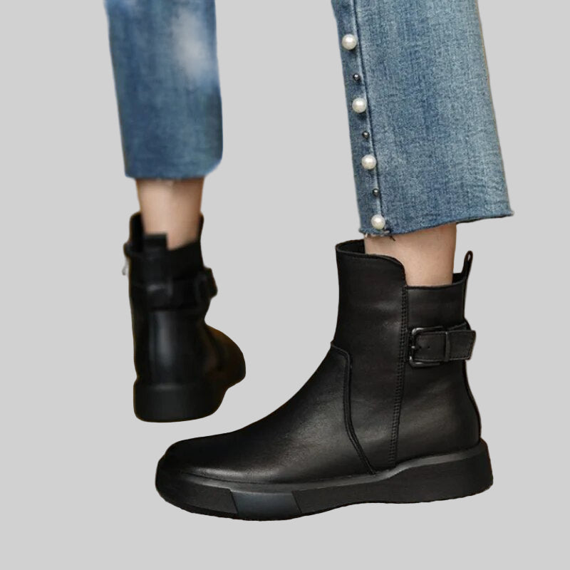 Women’s Mid-Ankle Boots with Side Buckle