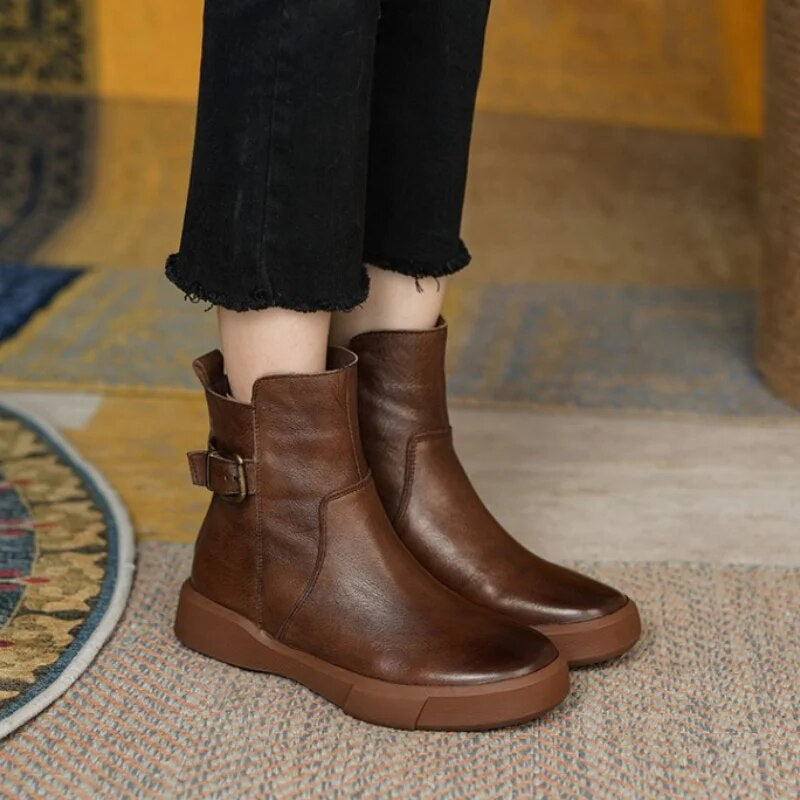Women’s Mid-Ankle Boots with Side Buckle