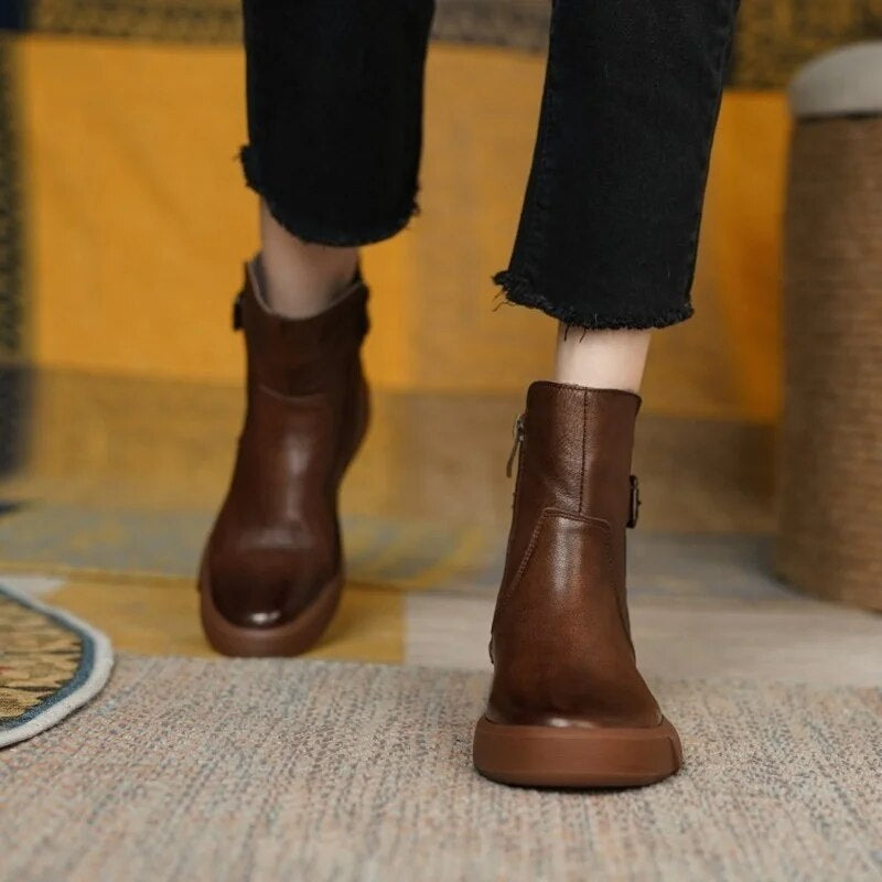 Women’s Mid-Ankle Boots with Side Buckle