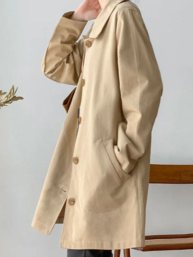 Women’s Single-Breasted Knee-Length Trench Coat