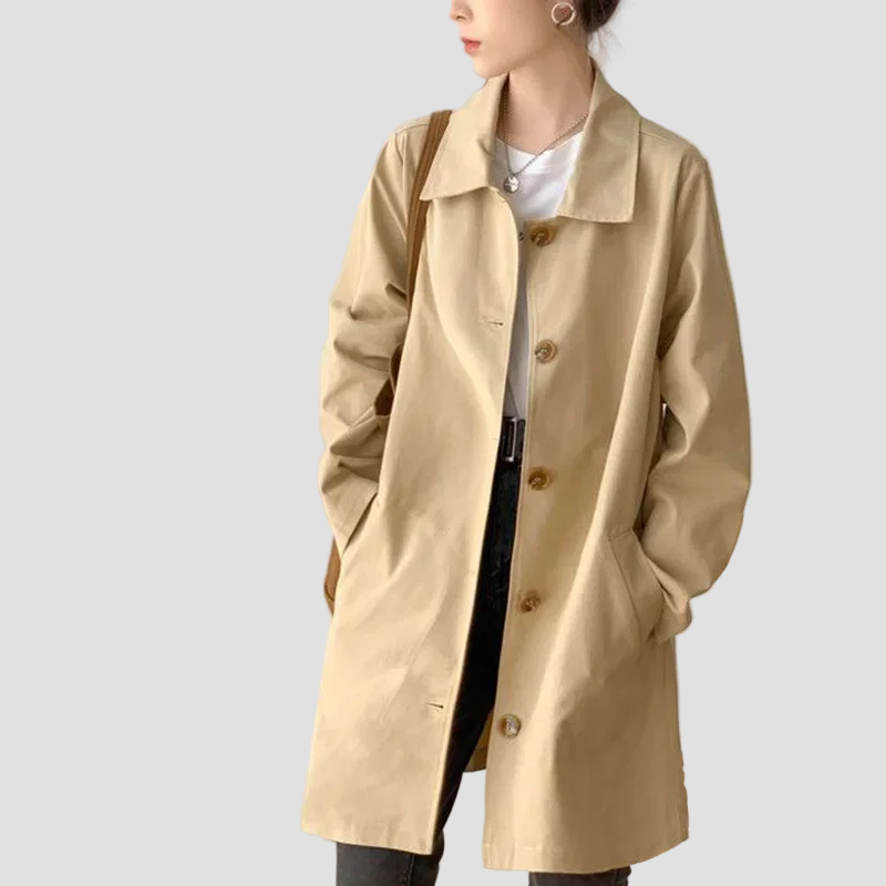 Women’s Single-Breasted Knee-Length Trench Coat