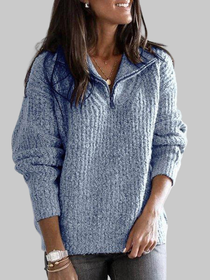 Women’s Half Zip Textured Knit Jumper