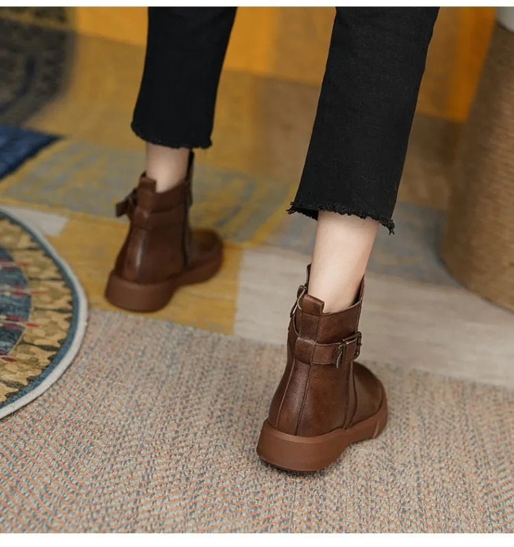 Women’s Mid-Ankle Boots with Side Buckle