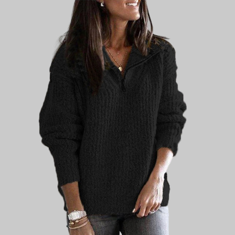 Women’s Half Zip Textured Knit Jumper