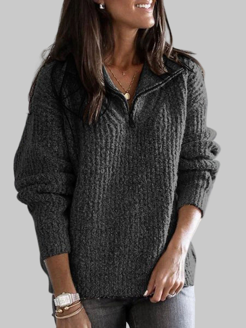 Women’s Half Zip Textured Knit Jumper