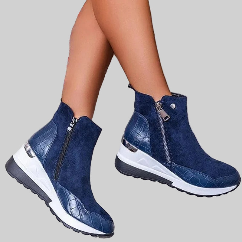 Women’s Wedge Heel Ankle Boots with Side Zip
