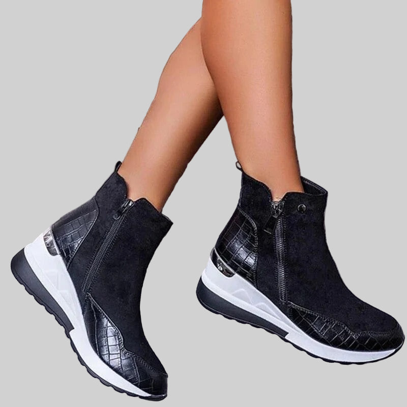 Women’s Wedge Heel Ankle Boots with Side Zip