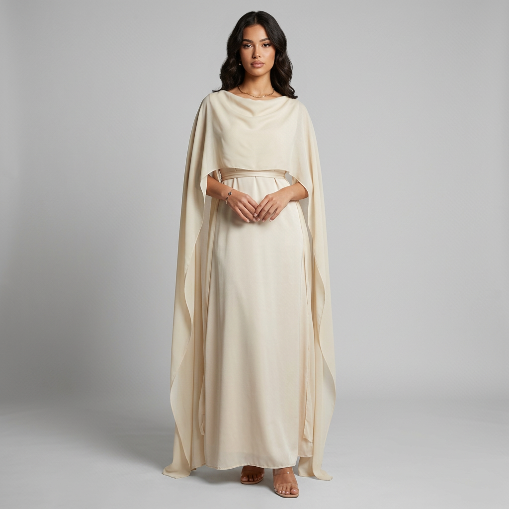 Jeny | Flowing Cape Maxi Dress for Women