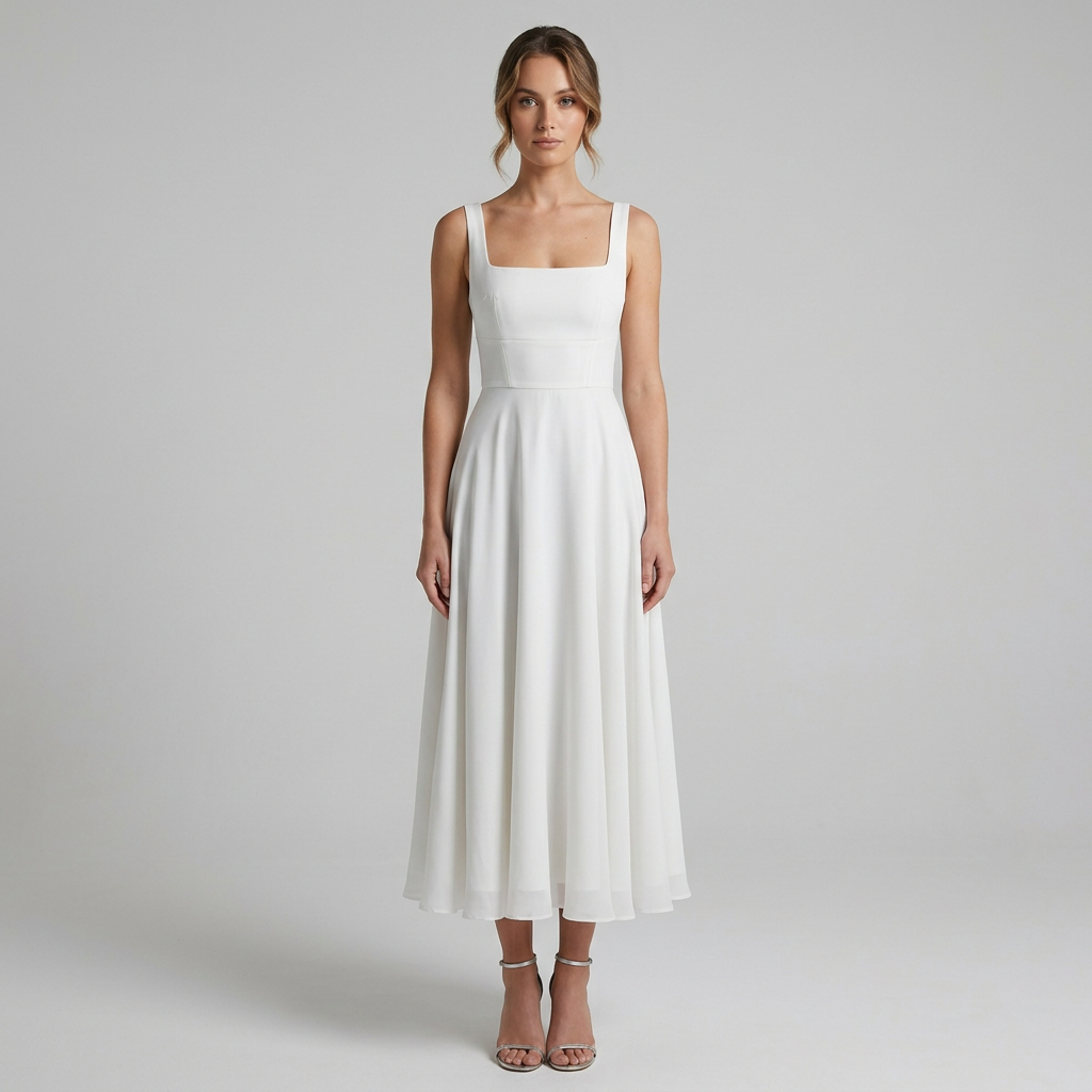 Victoria | Elegant Square Neck for Wedding Guest Dress